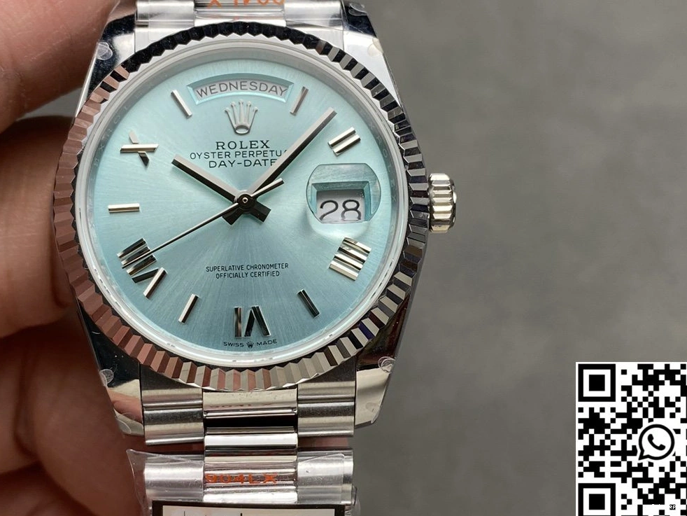 QF M128236-0018 Factory Rolex Dial Day Date White v5 36mm Tungsten Steel 0331